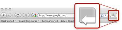 Image of grey Trusteer Rapport icon beside browser address bar.